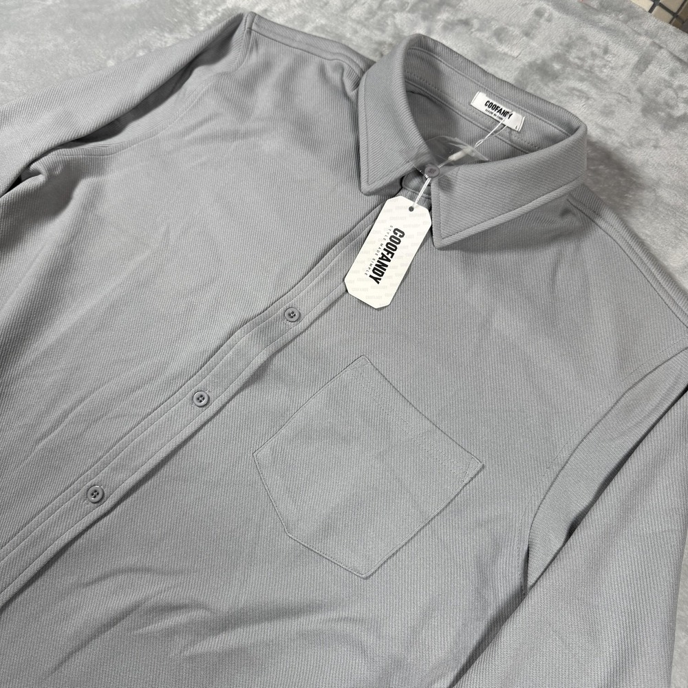 Coofandy Sweater Mens Large Gray Rayon Cardigan Button Up Pocket Casual NEW